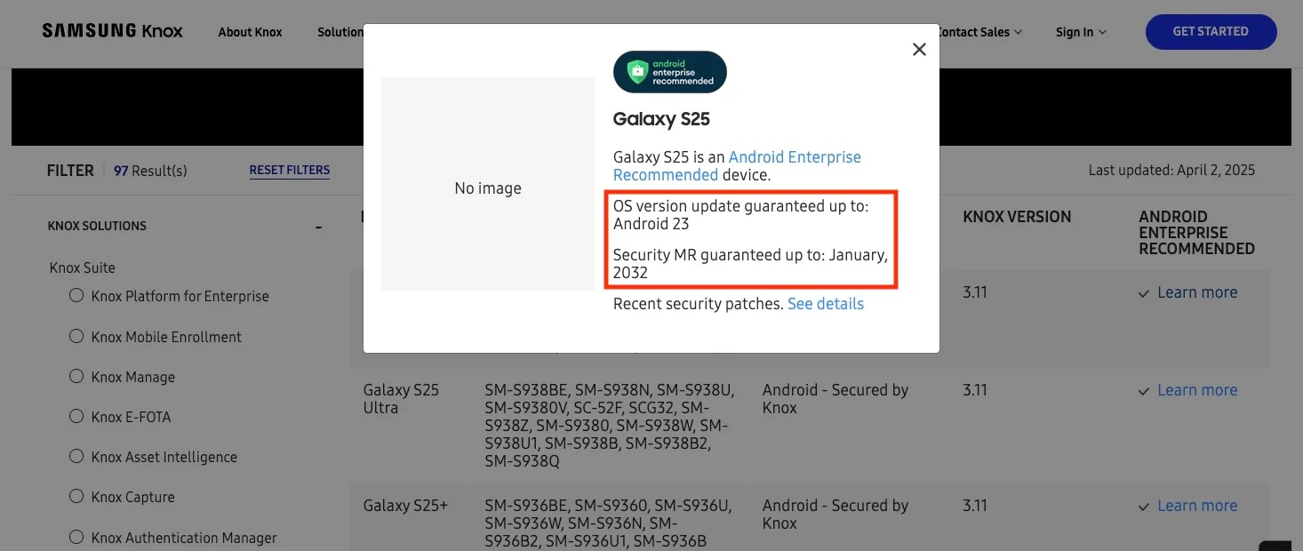 Samsung cam kết hỗ trợ cập nhật 8 năm cho Galaxy S25 Enterprise Edition